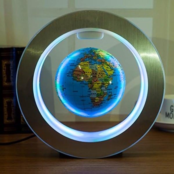 1 Levitation Flytande Globe 4 tum Roterande Magnetisk Mystiskt upphängd i luften Världskarta Heminredning Hantverk Mode Julklappar (Blå)