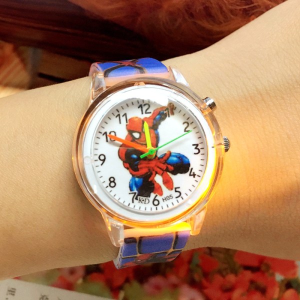 Blinkande Ljus Spiderman Armbandsur Barn Pojke Natt Lysande Klockor (blå)