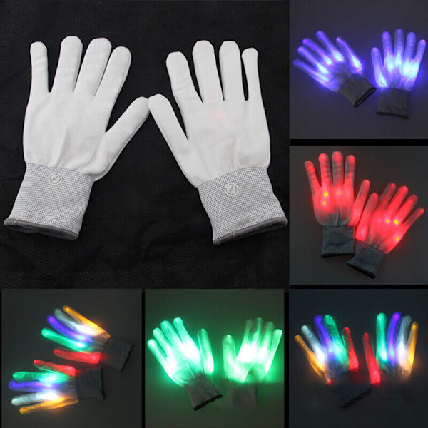 LED Luminous Gloves Lysande blinkande handskar Blå Multicolor