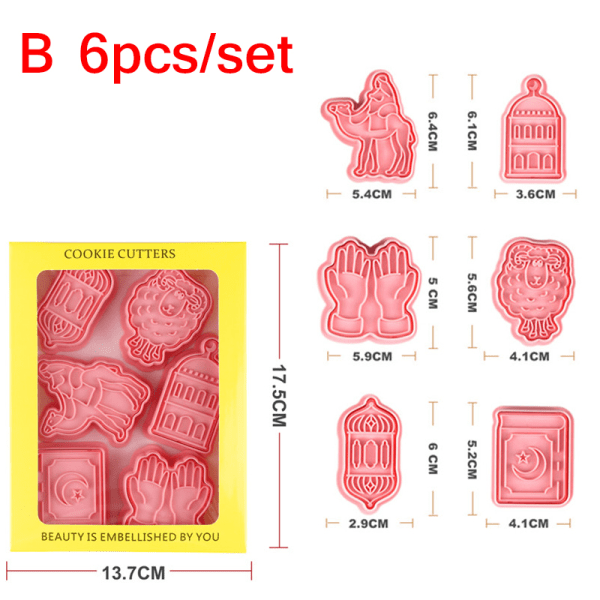 6/8 st/ Set Eid Mubarak Tecknad Cookie ters DIY Plast Ramadan E B