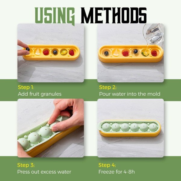 6Balls Silikon Ice Maker Form grå-gul 22*5,7*3cm yellow-green