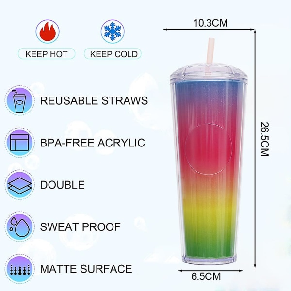 750 ml Dome Cold Water Cup, Beverage Cup, Dubbellagers Plast Color Water Cup style 2