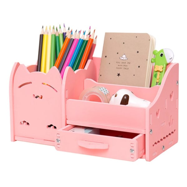 Multifunktionell pennhållare för skrivbordsförvaring rosa white