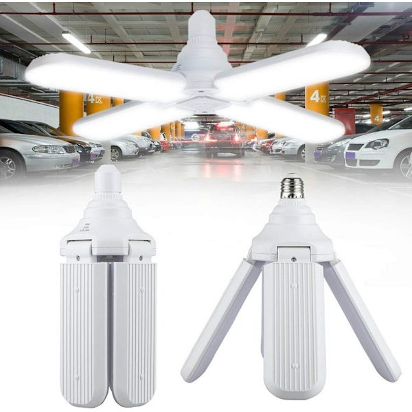 E27 LED-garagelampa med 4 justerbara paneler