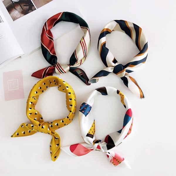 Naturlig sidenscarf Kvinnor Design Print Fyrkantig halsduk A7 A10