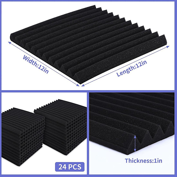 24-pack akustiska skumpaneler Ljudisolerade Studioskum akustiska