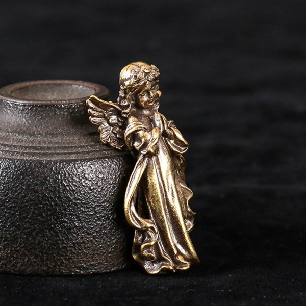 Retro koppar prydnader Mässing ängel figurer dekorationer Gul ONESIZE