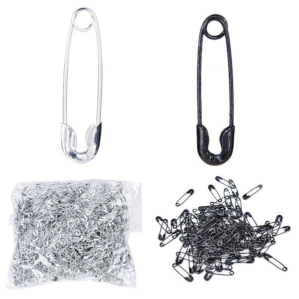 1000 st 000# Säkerhetsnålar Fynd Päronformade säkerhetsnålar för Silver Black