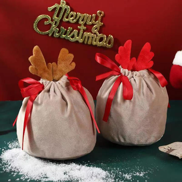 Julgodispåse Antlerpåse Sammet Dragsko khaki 1st red 3pcs
