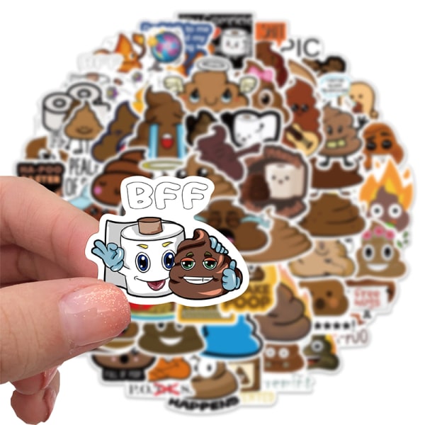 60 tecknade parodi bajs emoji klistermärke