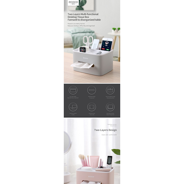 Multifunktionella vävnadslådor får ett case blå light grey