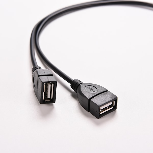 USB 2.0 A hane till 2 dubbla USB hona Jack Y Splitter Hub Power C Svart 1st