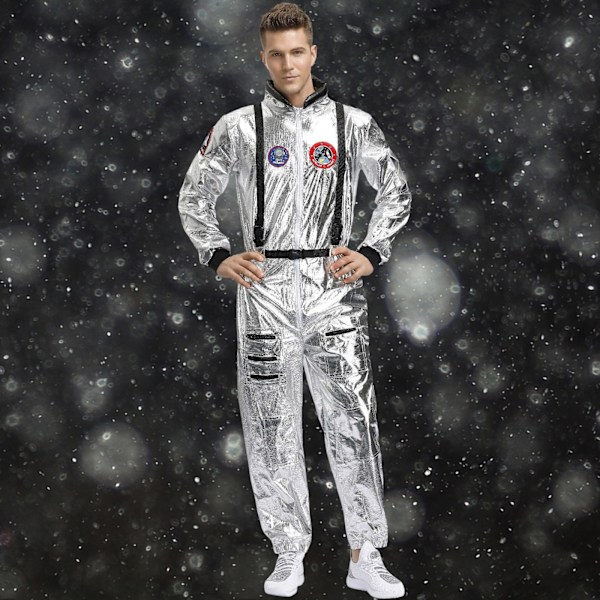 Astronaut Spaceman Cosplay kostym Silver rymdräkt M L