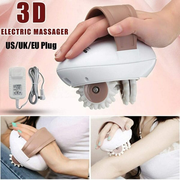 3D Roller elektrisk massageapparat Skönhetsanordning vit+brun