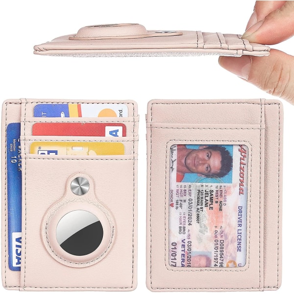 Enkel framficka plånbok med inbyggt AirTag -fäste - Rosa Pink