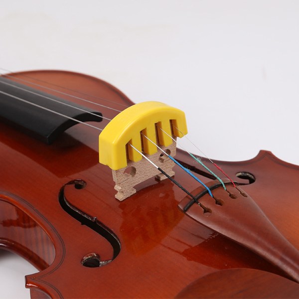 Gummi violin ljuddämpare för 4/4 3/4 1/2 violinövning Svart Yellow