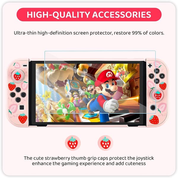 (Strawberry Pink) Vackert case för Nintendo Switch OLE
