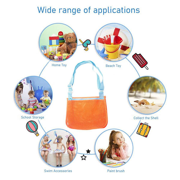 Kids Beach Bag - Mesh Bag Barnleksaker Förvaringsväskor Handdukar Shell Sun