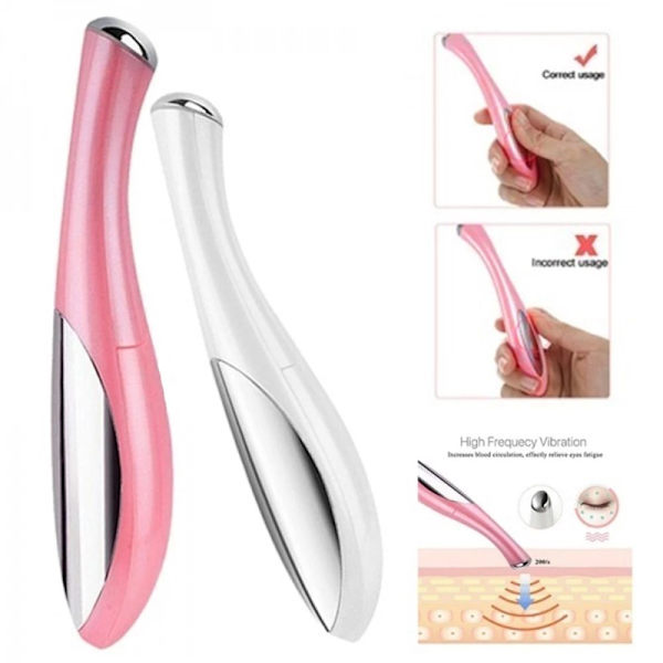 Mini Portable Electric Eye Massage Pen Anti Eye Bag Wrinkle rosa white