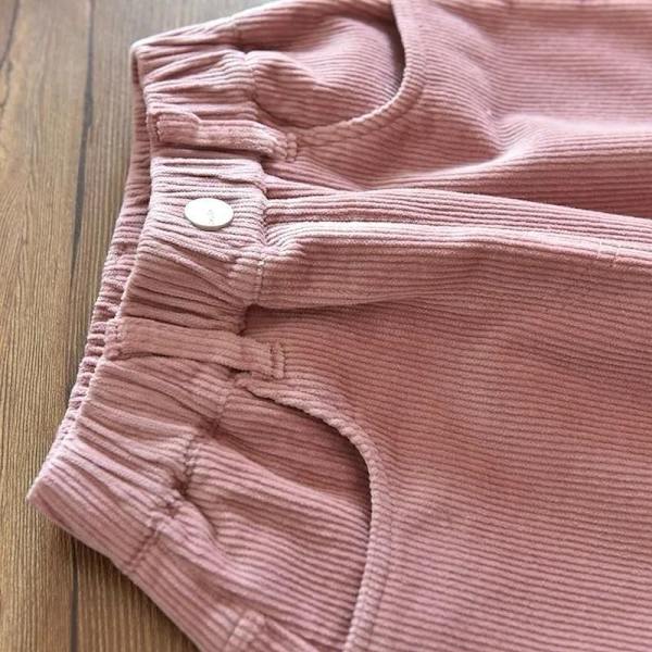 Hösten och vintern barnmanchester tjock kappa varma byxor lila 130cm dark pink 130cm