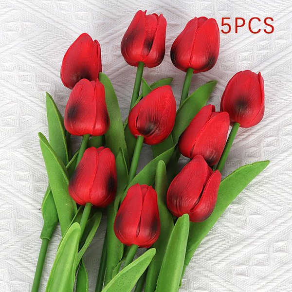 5 st Tulip PU konstgjord blomma Real Touch Bukett B K