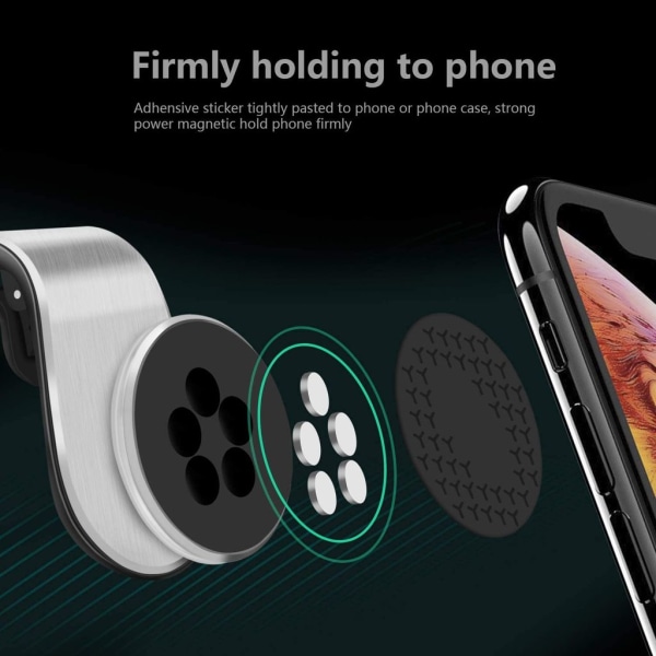 2st Mobiltelefon Bilfäste, Telefonhållare för Bilmagnet Ventilation Telefonhållare Biltelefonhållare Magnet Universal för iPhone Samsung Huawei