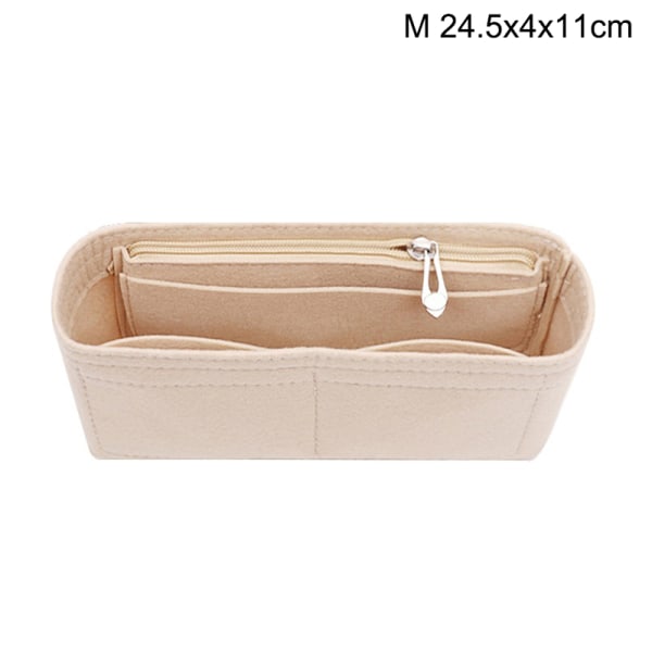 Multi-Pocket Women Insert Bag Handväska i filttyg Beige M Beige M