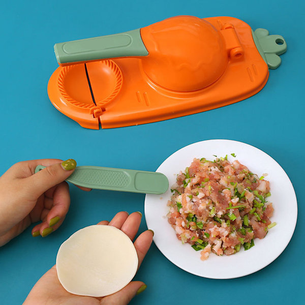 2 i 1 Dumpling Maker Kit med Dumpling Form & Dumpling Wrapper Press gul