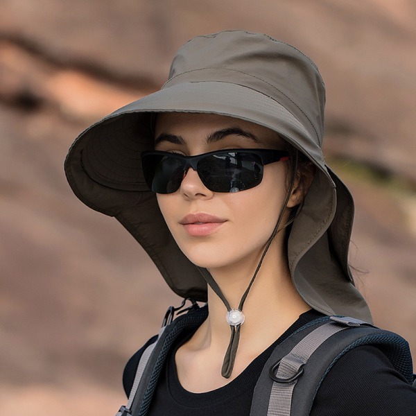 Hästsvans Hål Visir Hattar Summer Bucket Hats för kvinnor Army green Light purple