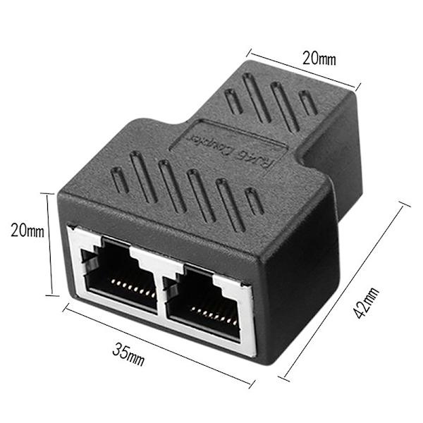 1 till 2 sätt RJ45 hona splitter Ethernet-nätverkskabel