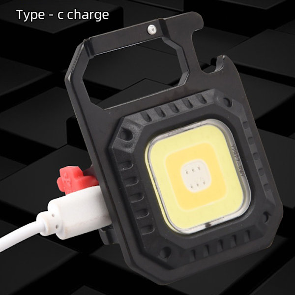 Mini Ficklampa Nyckelring Uppladdningsbar Cob Vattentät Bärbar H H