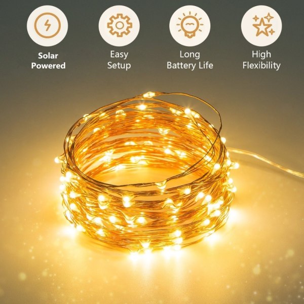 Solar String Lights Julfest dekorationer vit 32m colorful