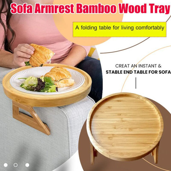 Naturlig bambu soffa Armstöd Clip-on bricka 25*25cm