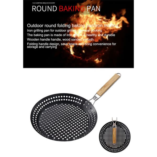 Rund Grillbricka Perforerad Grill Grillbricka Stekpanna