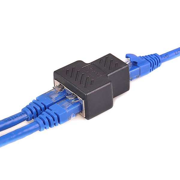 1 till 2 sätt RJ45 hona splitter Ethernet-nätverkskabel