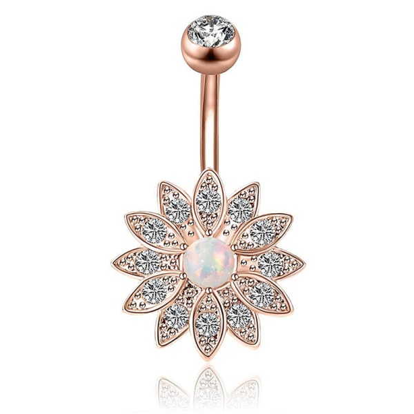 6 st 14G Navelpiercingar i rostfritt stål med kristall, silverfärgade Rose Gold