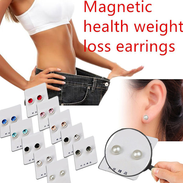 Magnetiska Slimming Örhängen Akupressur Viktminskning Örhänge Vit Black