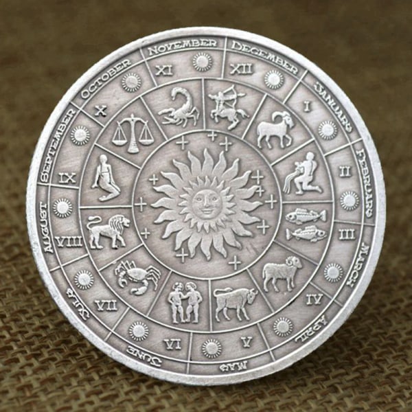 Zodiac Challenge Silver Coin The  Sign of  Zodiac Constellation S Färg onesize