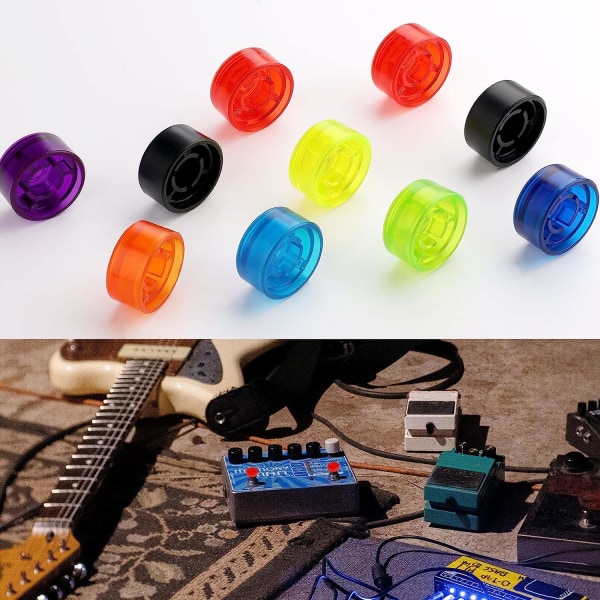 10-pack gitarreffekter Pedal Top Covers, gitarr skyddande caps (8 färger)