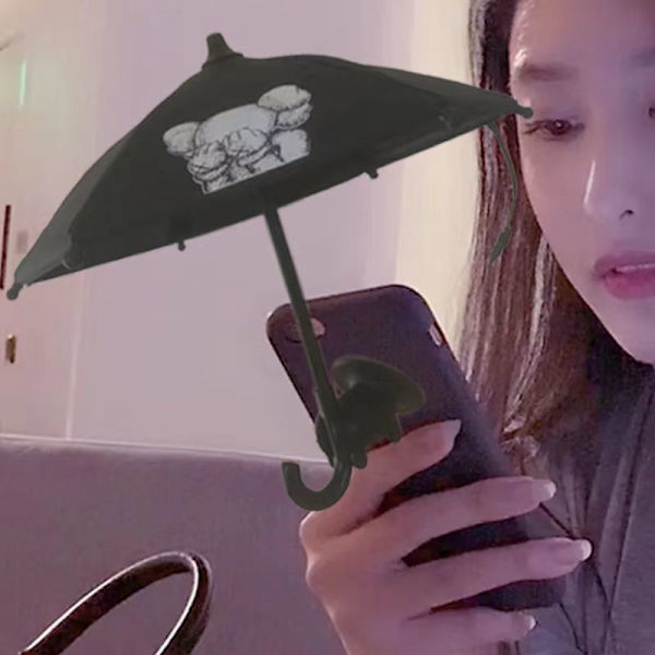 Söt personlighet Mini Sun Paraply Mobiltelefon Stand grå tjej gray skeleton