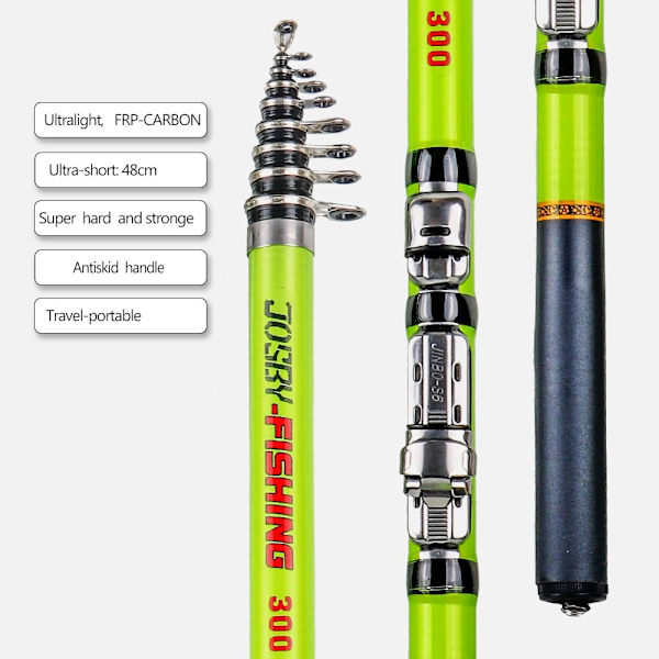 Teleskopiskt fiskespö utomhus grön 3.0M green 1pc