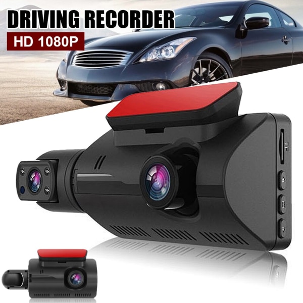 Dash Cam Front och Cabin Dual Lens Bilkamera Recorder svart