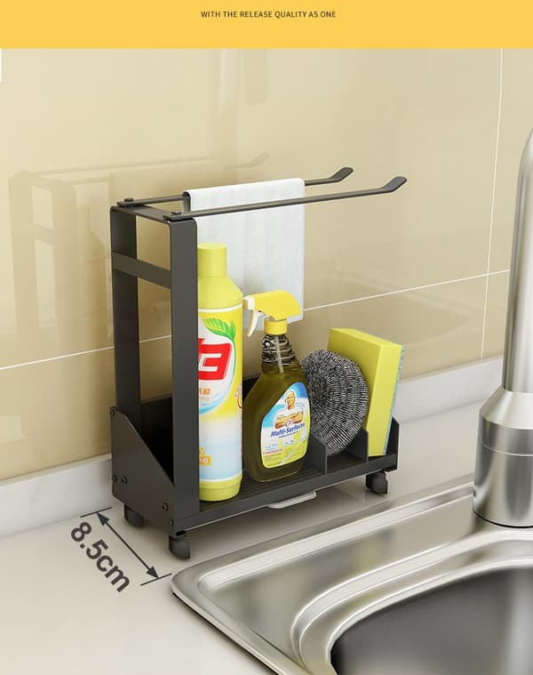 Avloppsställ Förvaring Diskbänk Organizer Rack svart medium large