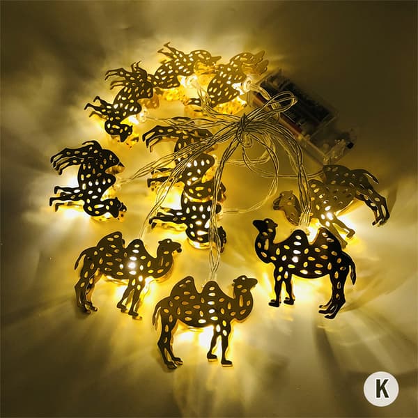 Ramadandekorationer Moon Star Led String Lights EID Mubarak Dec Yellow 09