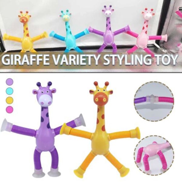 Teleskopisk sugkopp giraff leksak stretching leksak gul blue