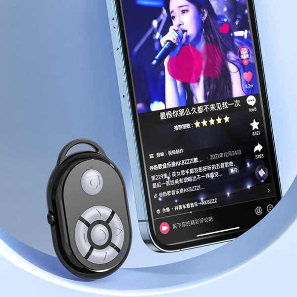 Bluetooth fjärrkontroll för videokamera för iPhone Android Svart White
