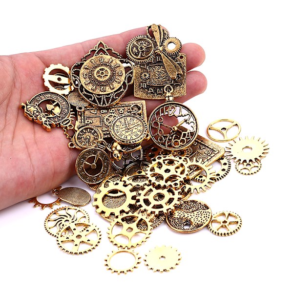 40 st metalllegering Steampunk Clock Charms Vintage DIY-hängen J Bronze