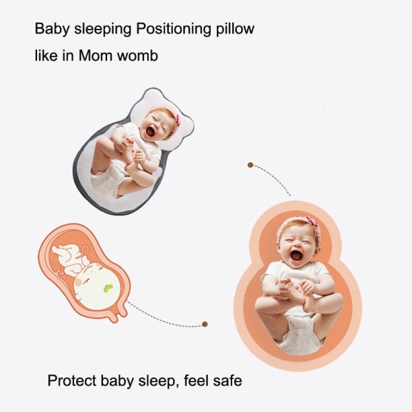Newborn Sleep Positioning Pad Anti Roll Anti Flat Kuddar brun 55*38*5cm blue