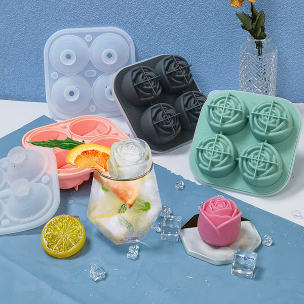 3D Silikon Rose Shape Ice Cube Maker grå