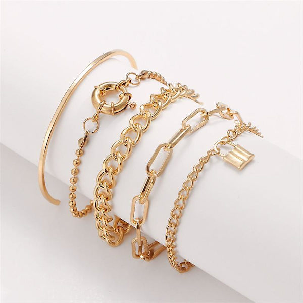 5st geometriskt runt låsarmband Punk Hip Hop Alloy